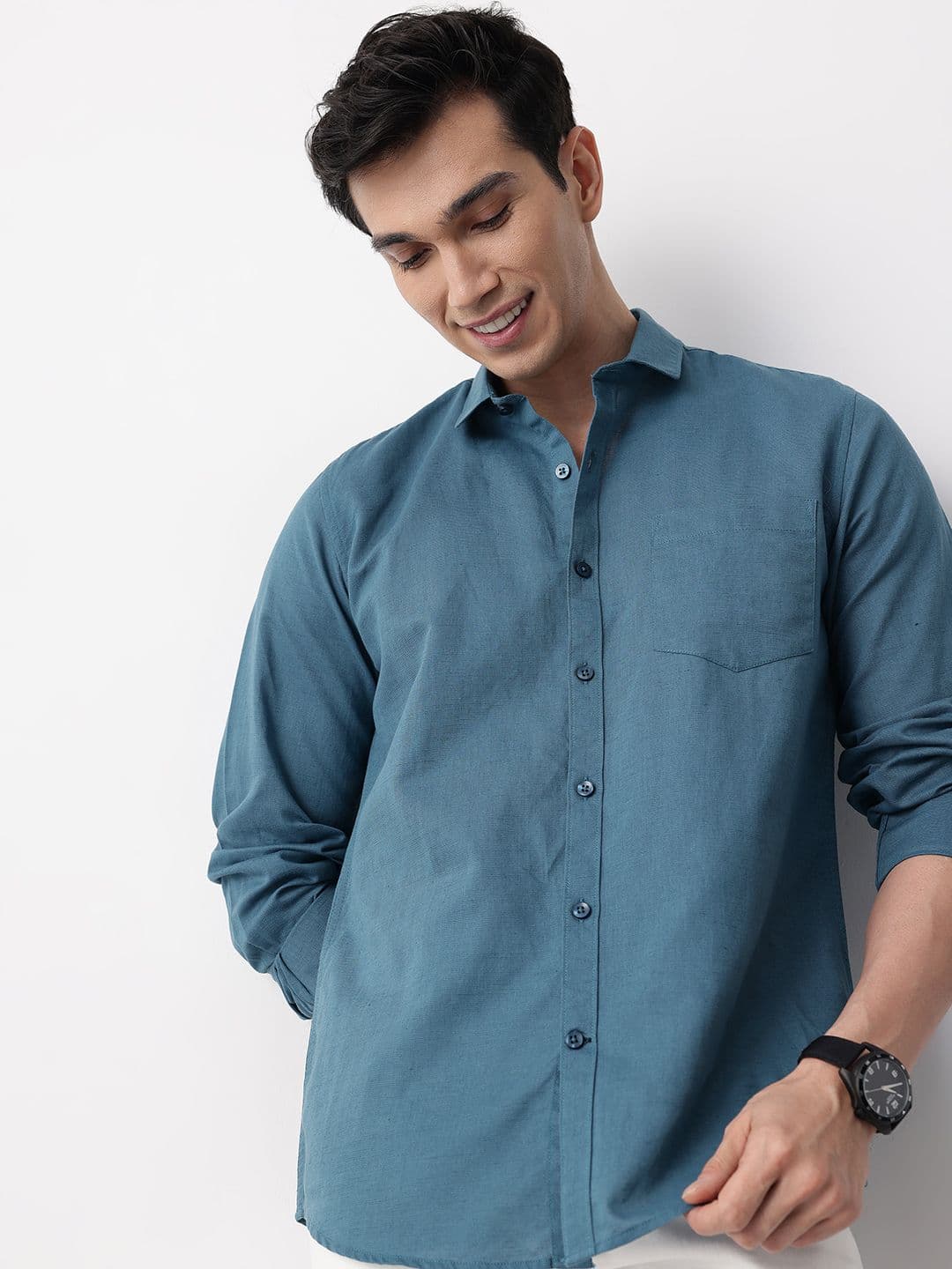 Mast & Harbour Cotton-Linen Slim Fit Casual Shirt - view 1
