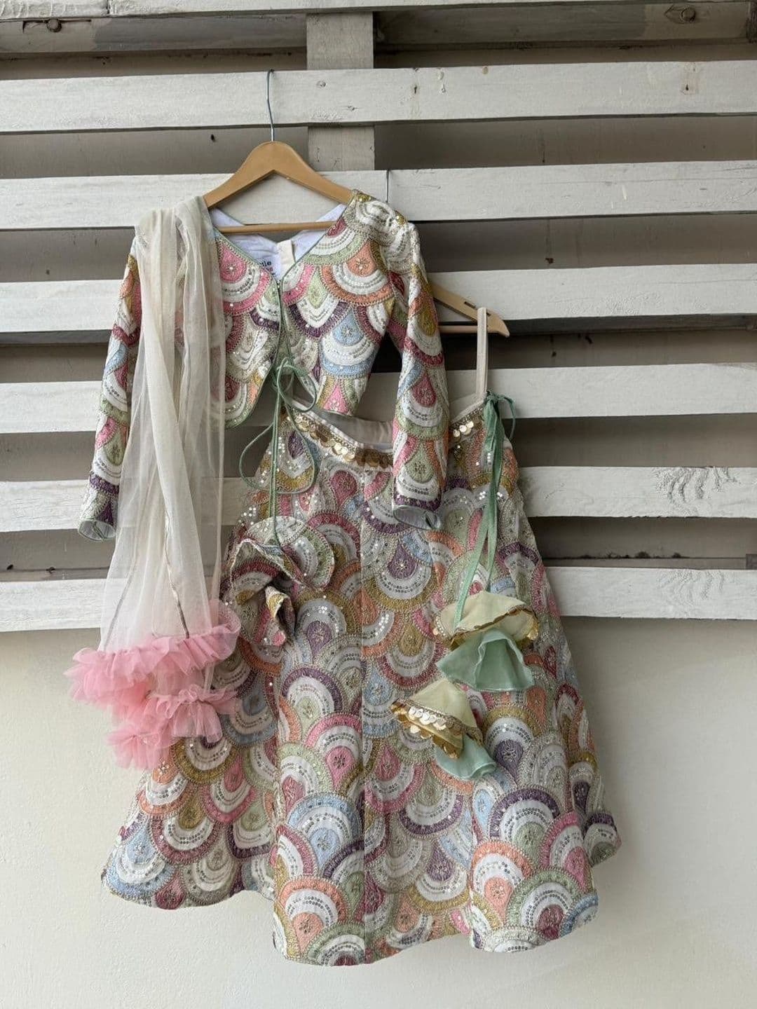 The Little Tales Girls Embellished Sequinned Ready to Wear Lehenga & Blouse With Dupatta - view 1