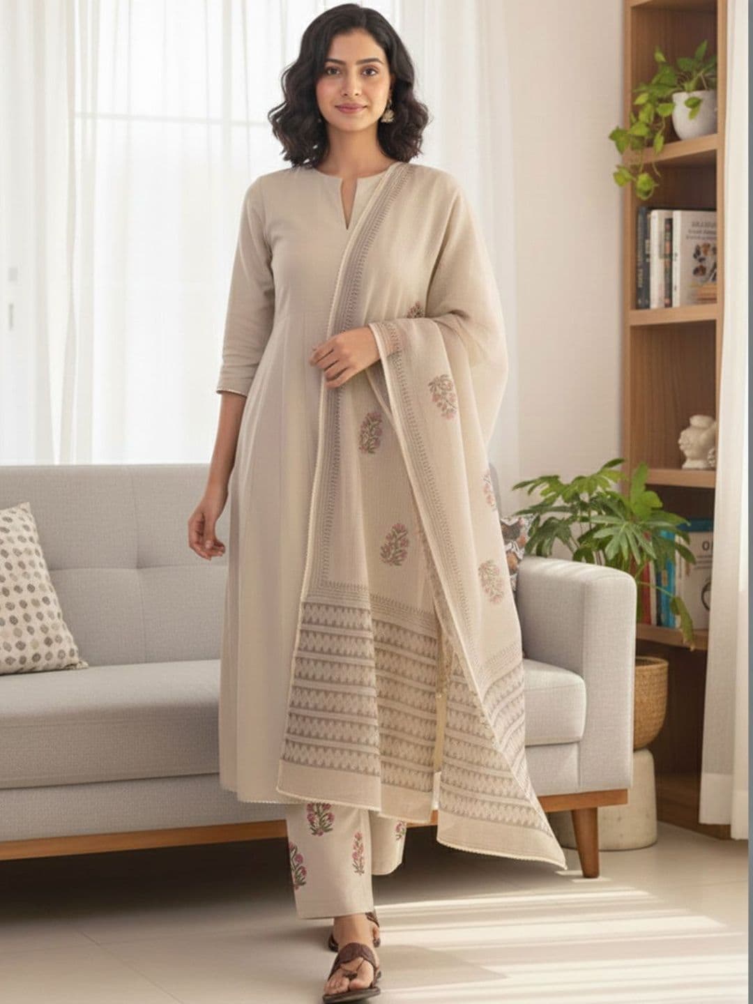 Aaghnya Women Ethnic Motifs Regular Kurta with Trousers & With Dupatta - view 1