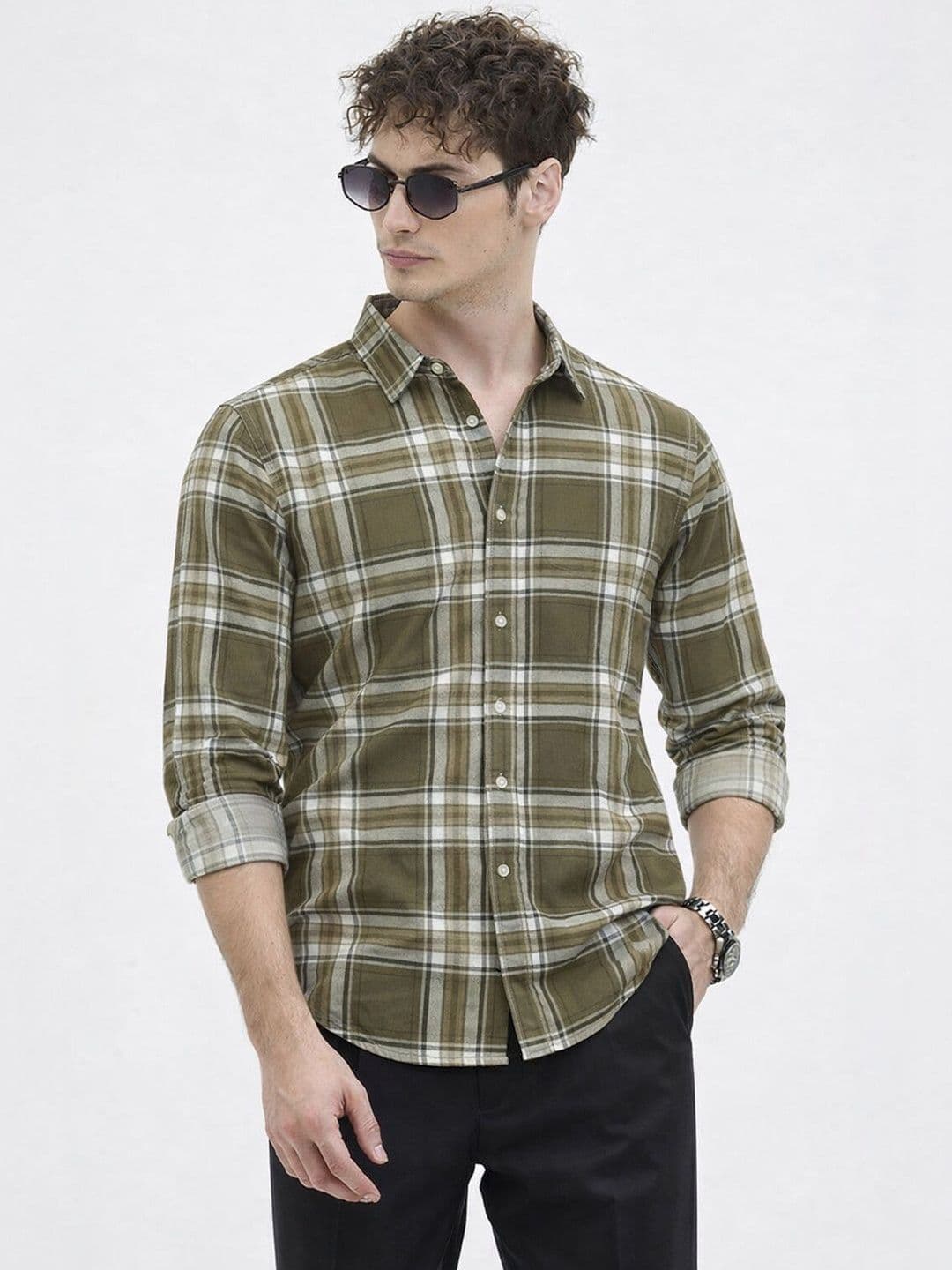 The Roadster Lifestyle Co Checked Cotton Shirt - view 1