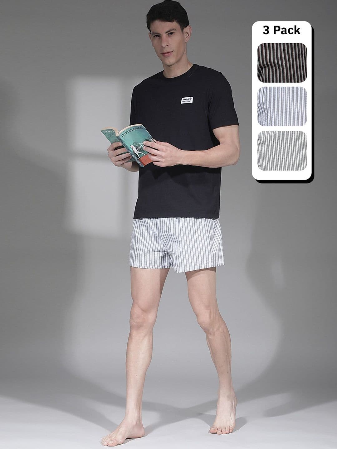 Dollar Pack of 3 Striped Mid-Rise Boxers - view 1