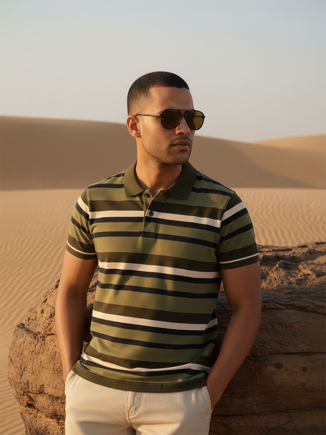 The Roadster Life Co. Horizontal Striped Polo Collar T-shirt - view 1