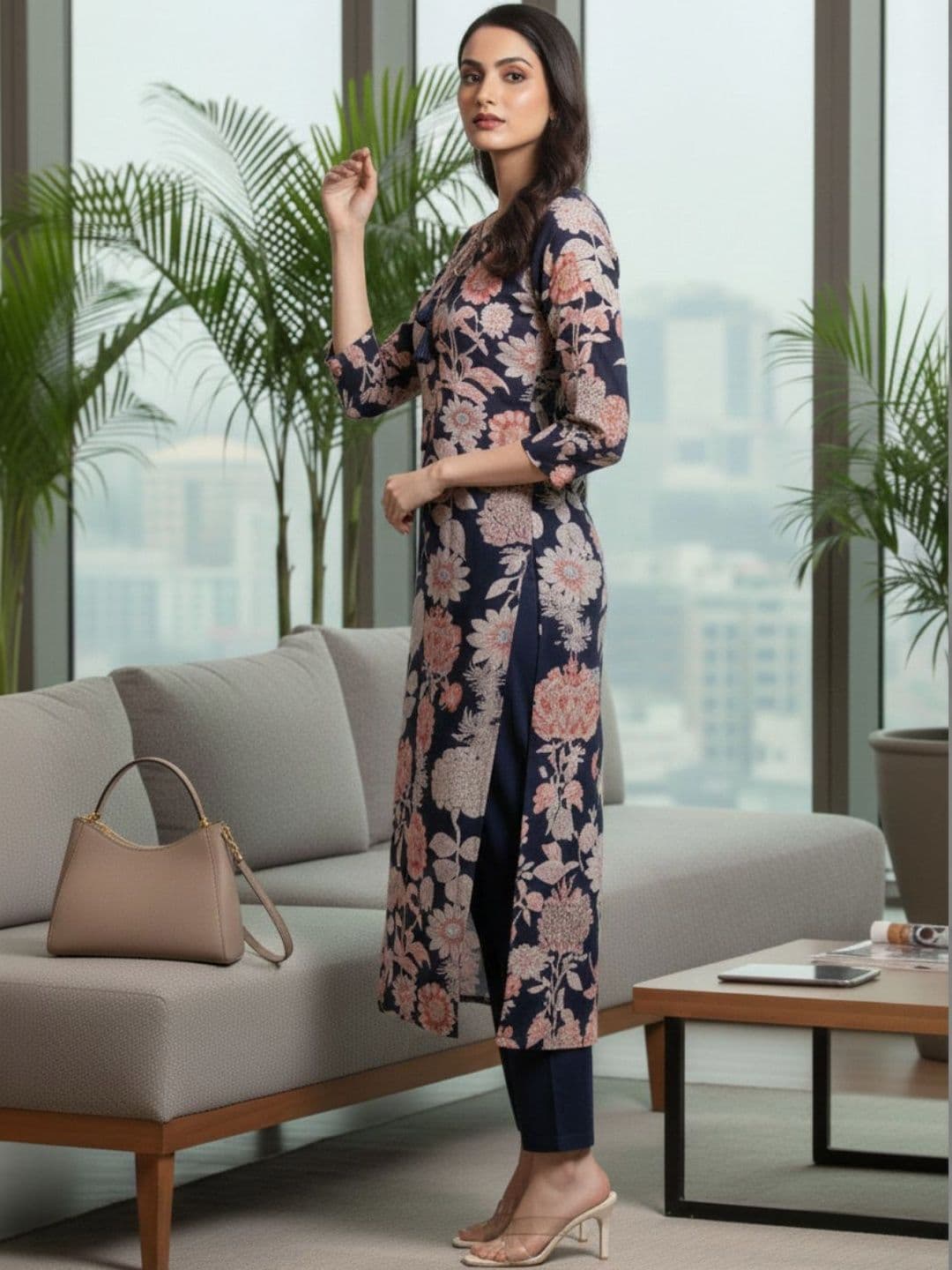 Varanga Women Floral Printed Floral Kurta - view 1