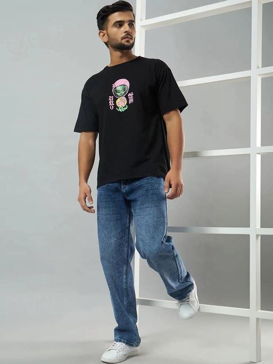 BREXX Men Wide Leg Mid-Rise Light Fade Stretchable Jeans - view 1