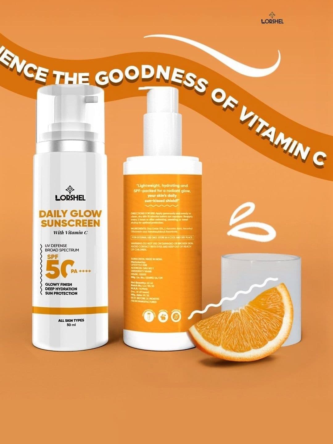 lorshel Sunscreen - SPF 50 PA++++ SPF50 Lotion Suitable For Sensitive Skin - 50 ml - view 1