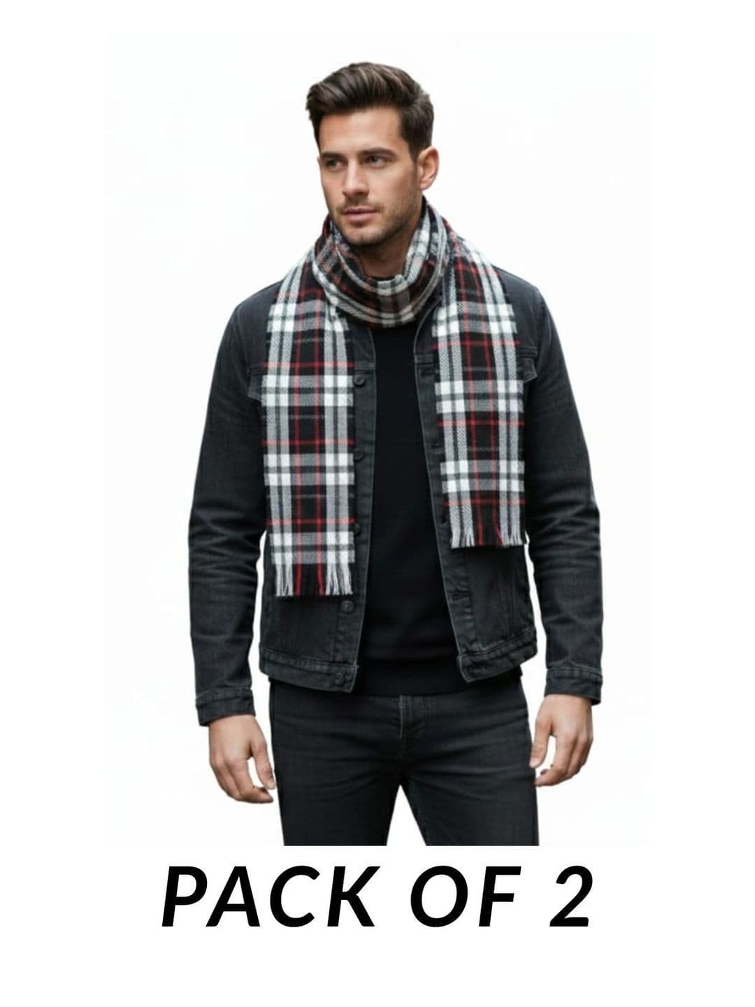 YAQR Men Checked Merino Wool Mufflers - view 1