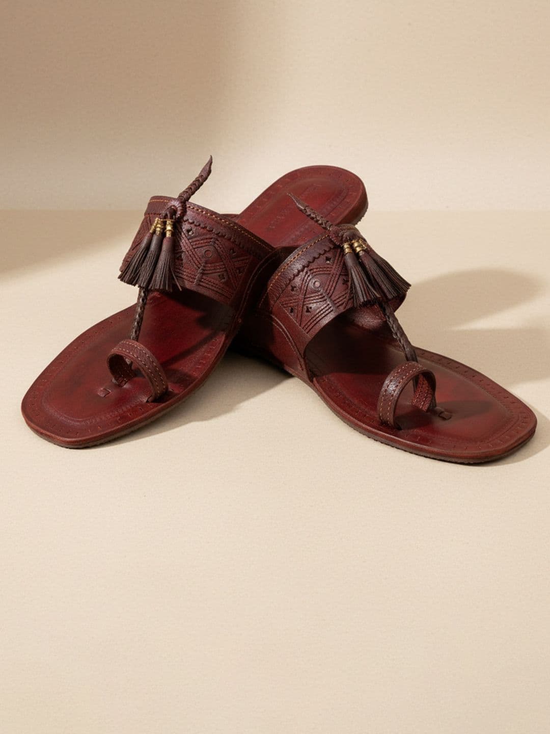 KORAKARI Men Leather Kolhapuri Flat Sandals - view 1