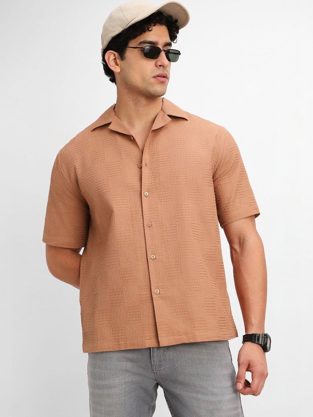 Snitch Light Brown Textured Shirt - view 1