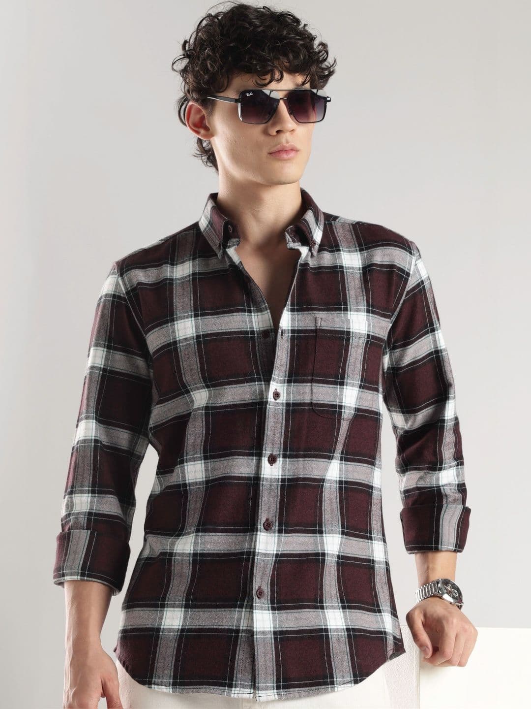 HERE&NOW Men Slim Fit Tartan Checks Checked Casual Shirt - view 1