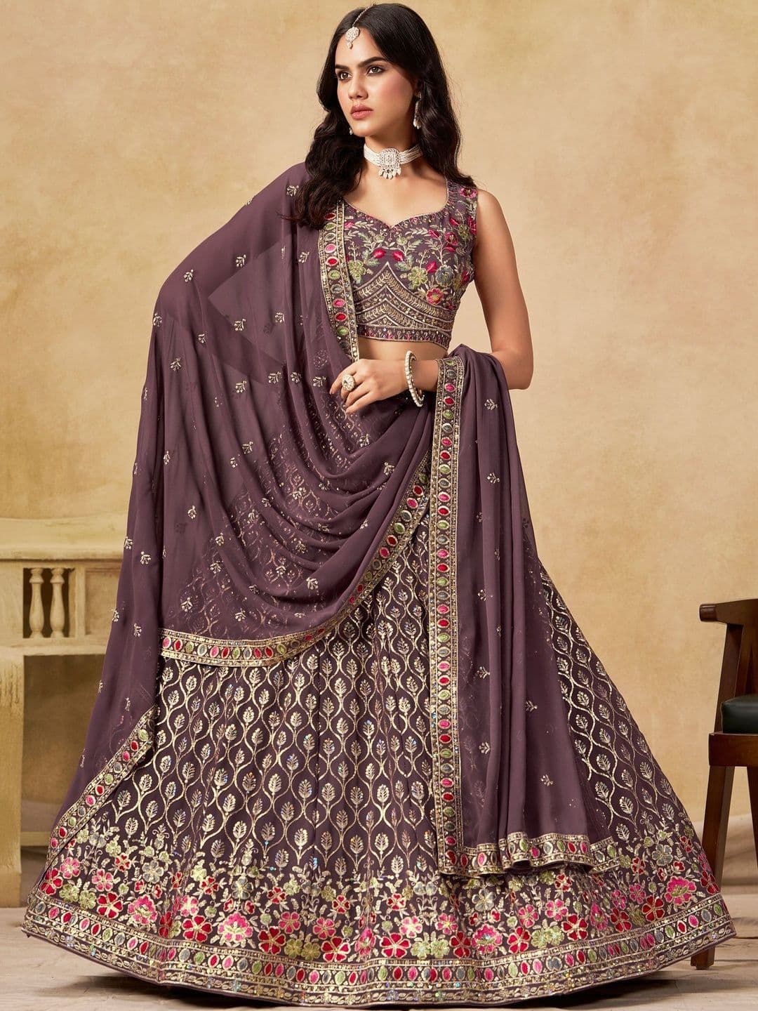 Zeel Clothing Embellished Sequinned Semi-Stitched Lehenga & Blouse With Dupatta - view 1