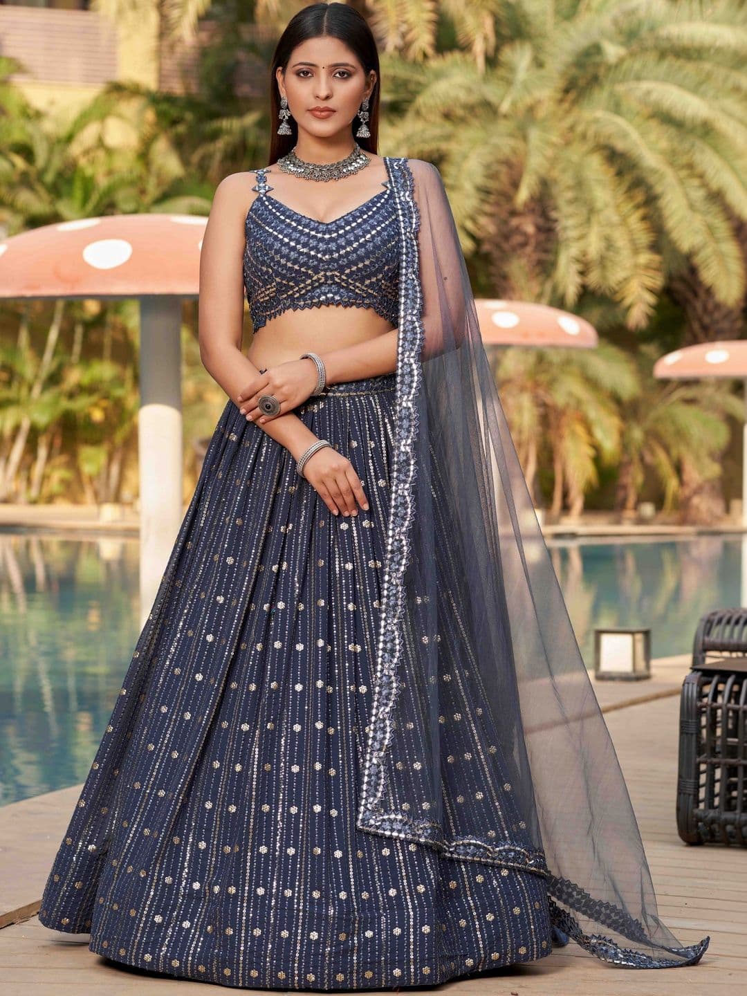 Zeel Clothing Embellished Sequinned Semi-Stitched Lehenga & Blouse With Dupatta - view 1