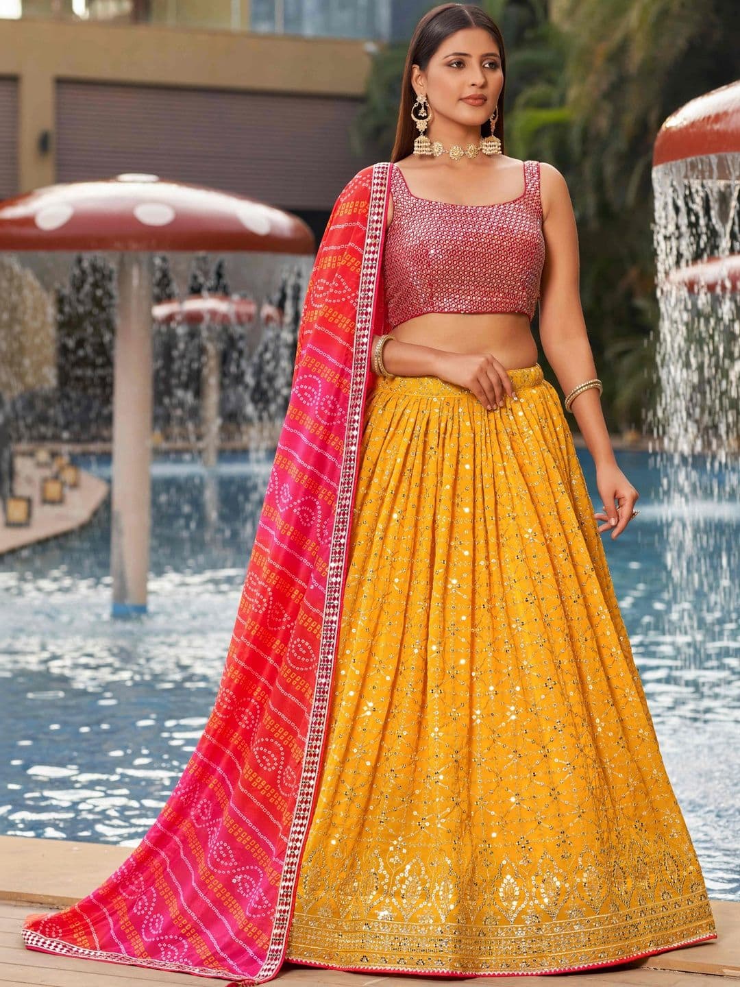 Zeel Clothing Embellished Sequinned Semi-Stitched Lehenga & Blouse With Dupatta - view 1