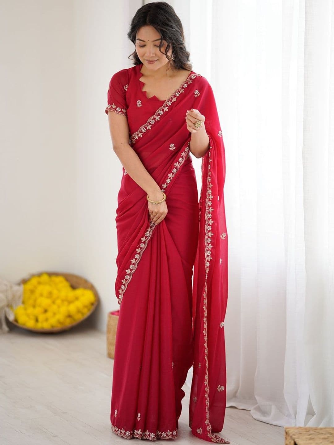 Urban Pallu Embellished Embroidered Pure Georgette Saree - view 1