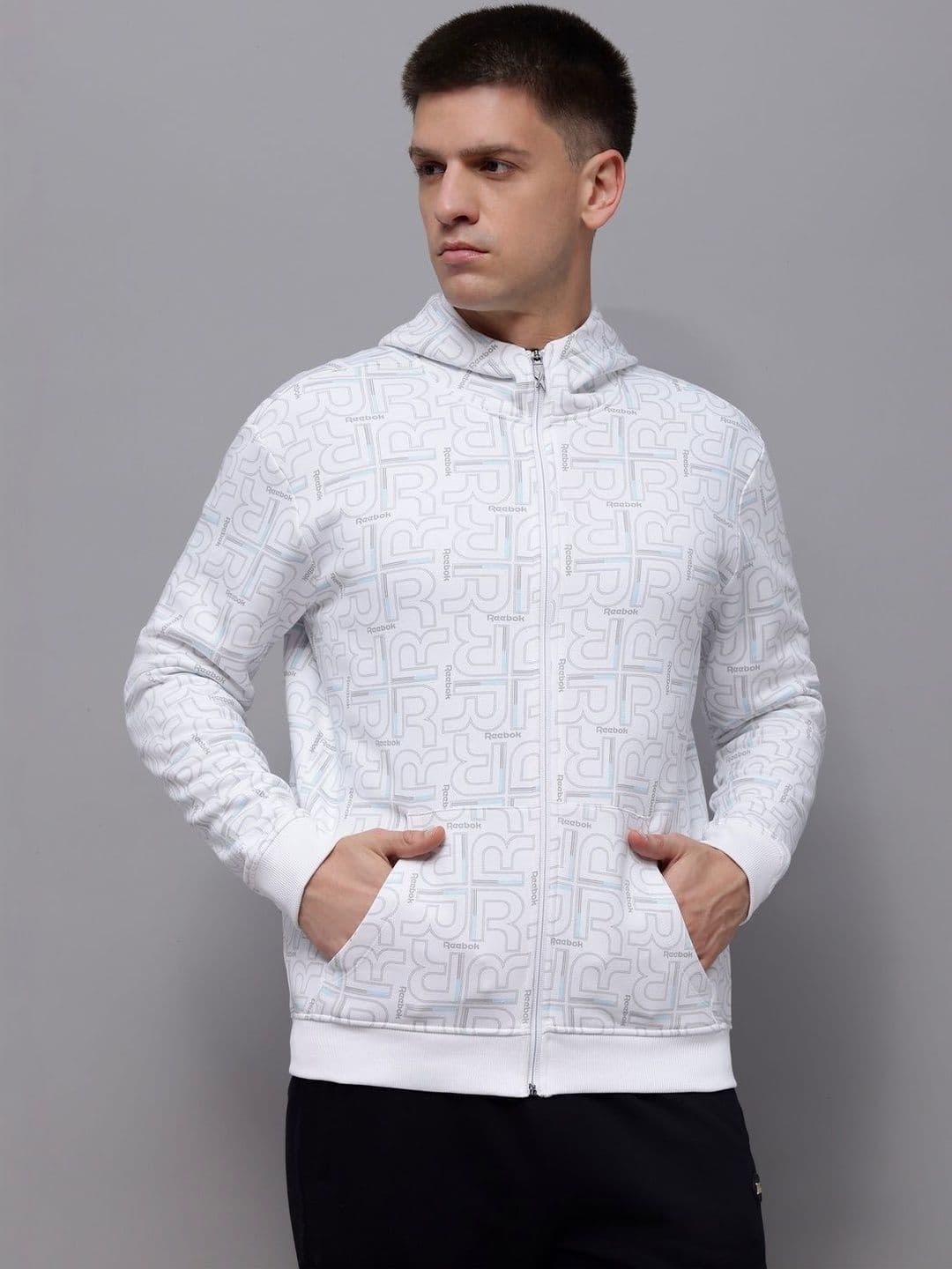 Reebok Men Printed Mock Coller Jacket - view 1
