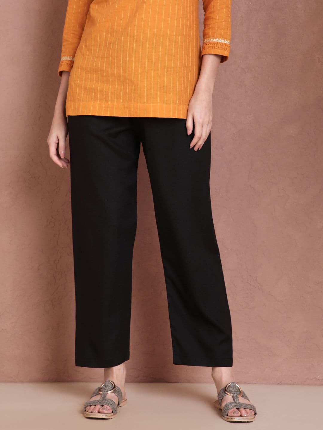 TWIN BIRDS Solid Relaxed Fit Palazzos - view 1