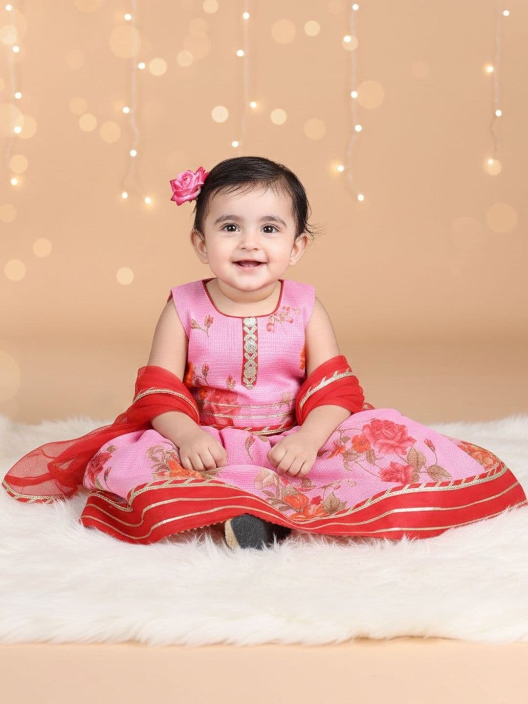 Sangria Girls Printed Cotton Round Neck Flared Lehenga Choli - view 1