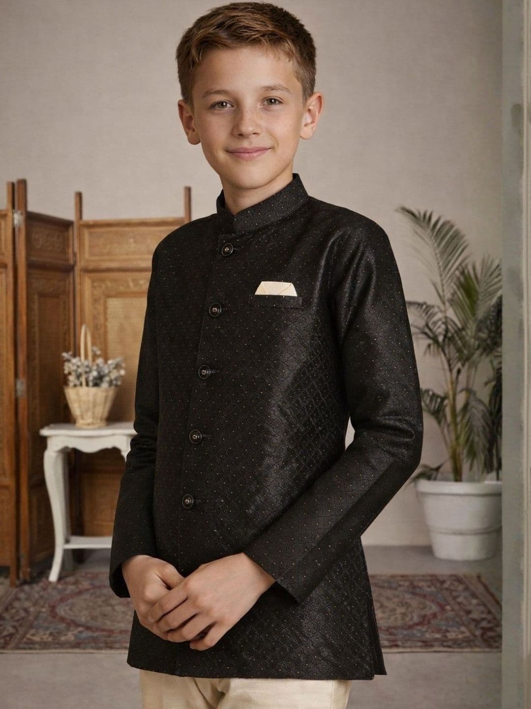 BAESD Brocade Mandarin Collar Sherwani - view 1