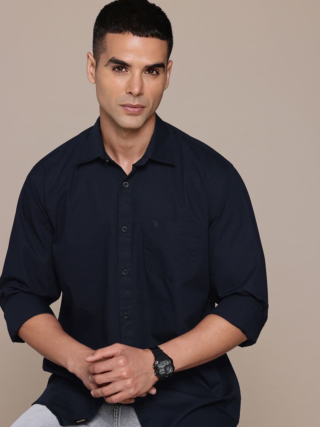 BLUE SQUAD Navy Blue Regular Fit Casual Shirt - view 1