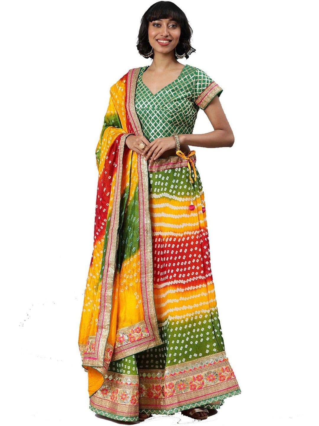 Geroo Luxe Thread Work Semi-Stitched Lehenga & Blouse With Dupatta - view 1