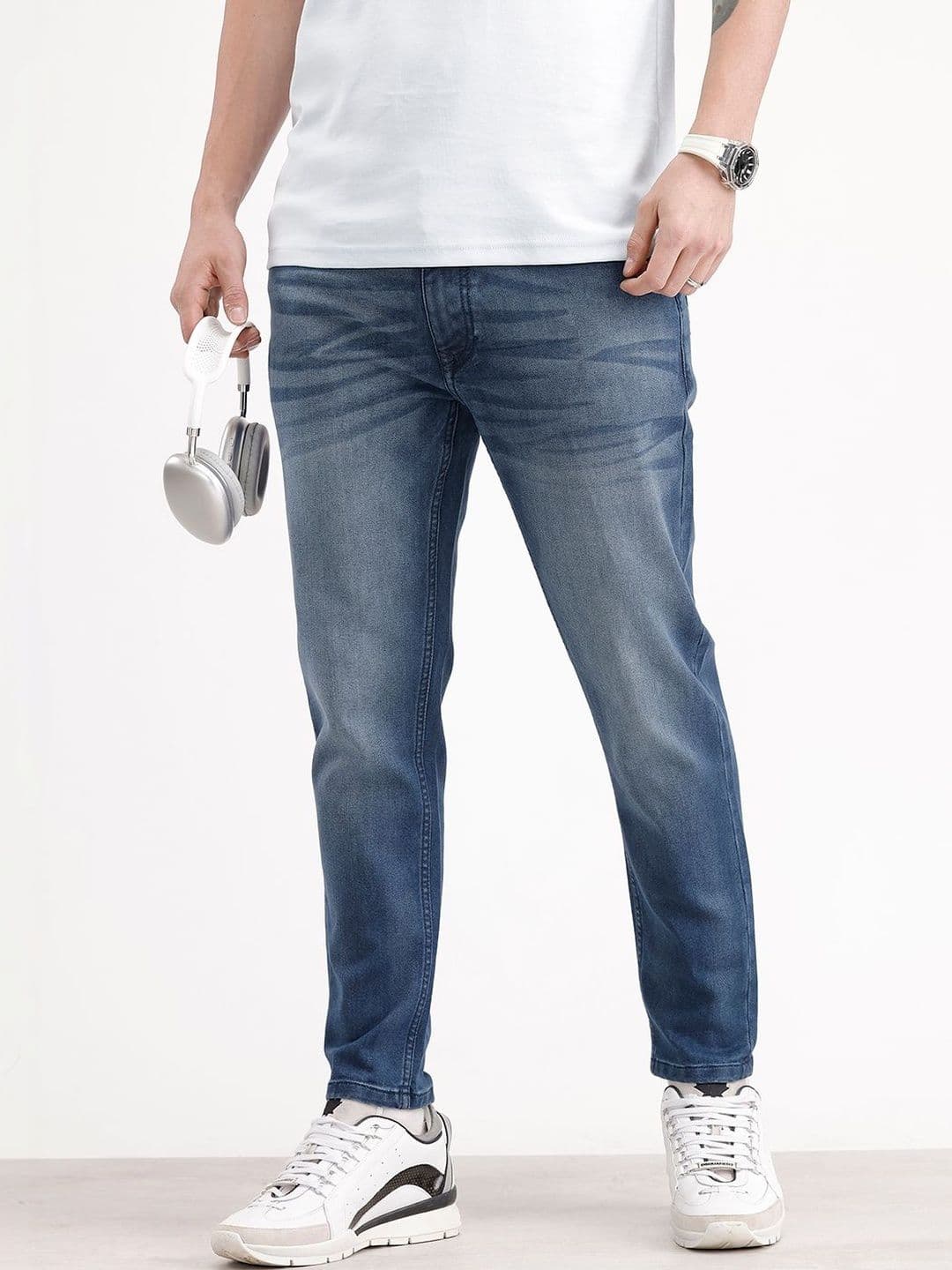 WROGN Men Skinny Fit Mid-Rise Light Fade Stretchable Jeans - view 1