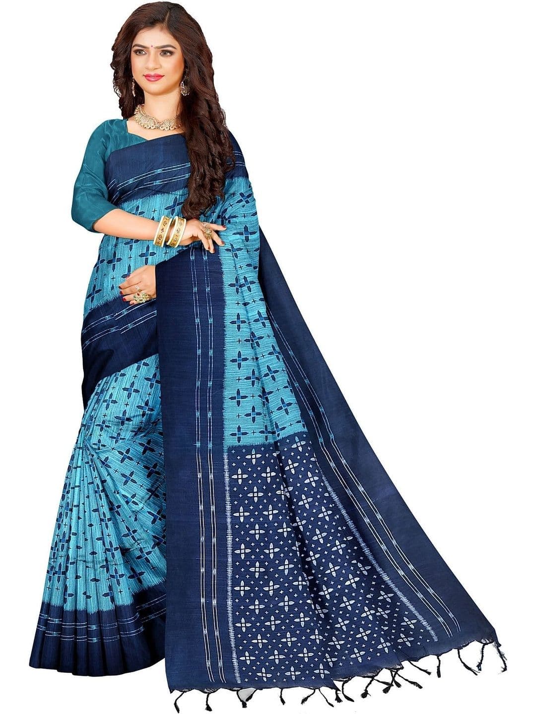 Quetzal Ethnic Motifs Pure Cotton Handloom Core Saree - view 1