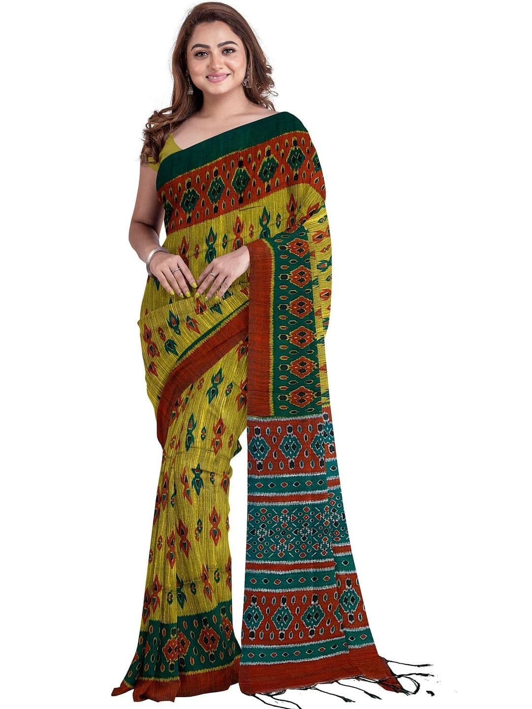 Quetzal Ethnic Motifs Pure Cotton Handloom Core Saree - view 1