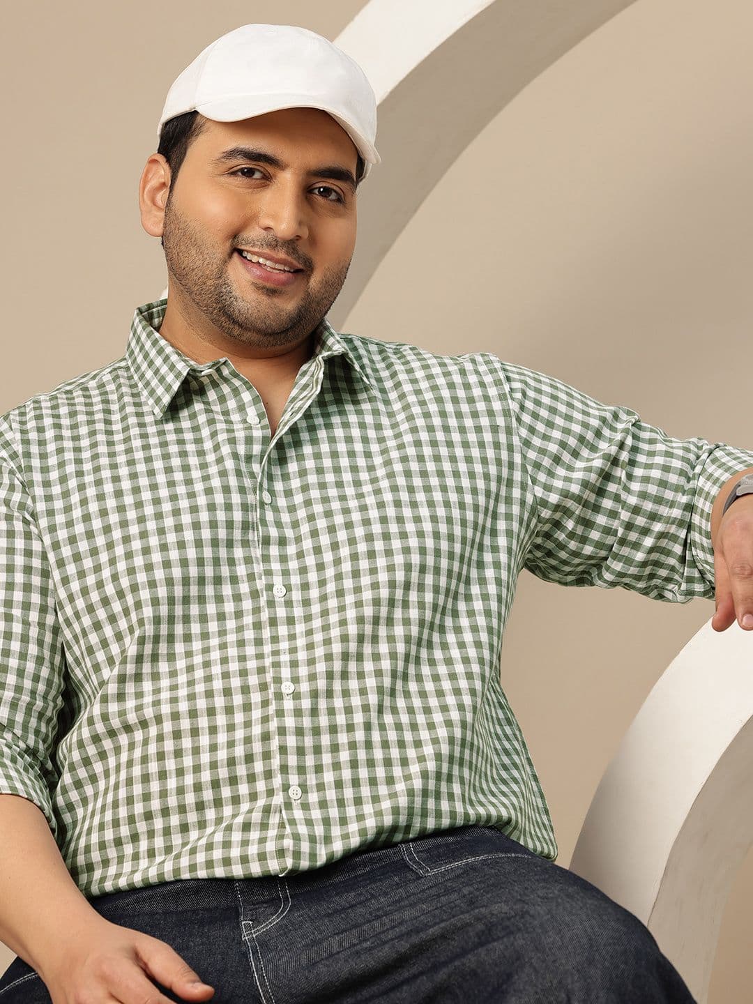 Sztori Plus Size Checked Pure Cotton Casual Shirt - view 1