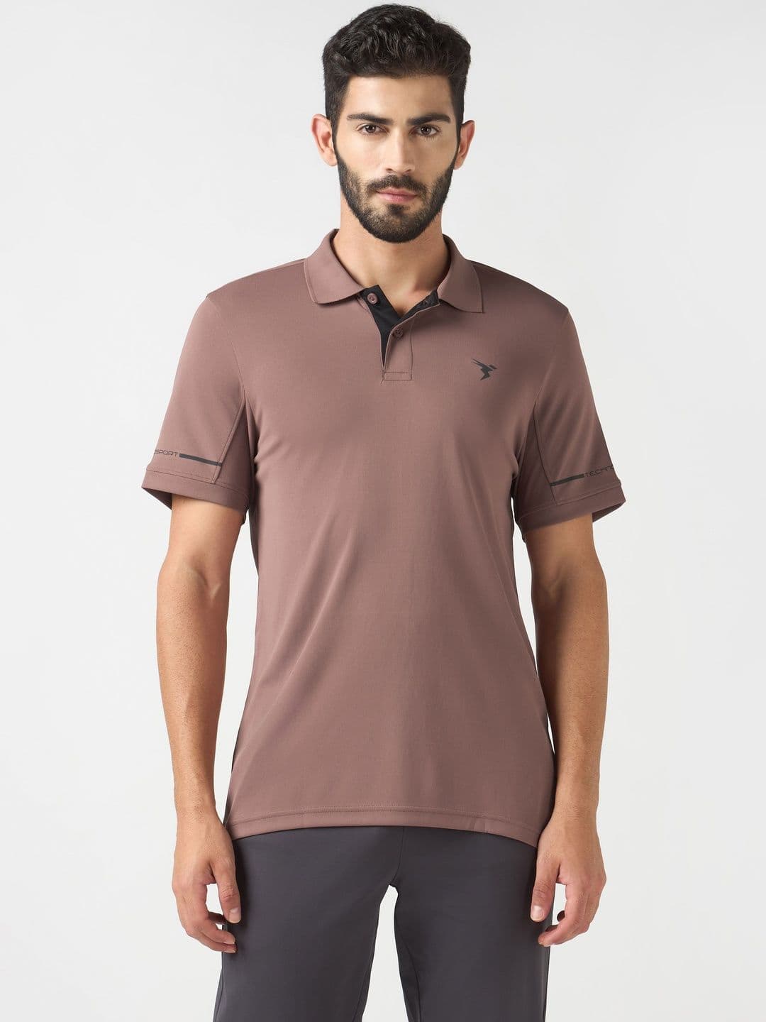 Technosport Men Brand Logo Polo Collar Anti Static Pockets Slim Fit T-shirt - view 1