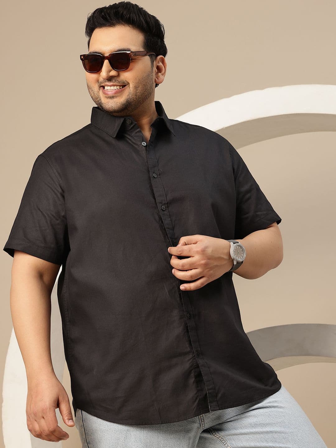 Sztori Plus Size Textured Pure Cotton Casual Shirt - view 1