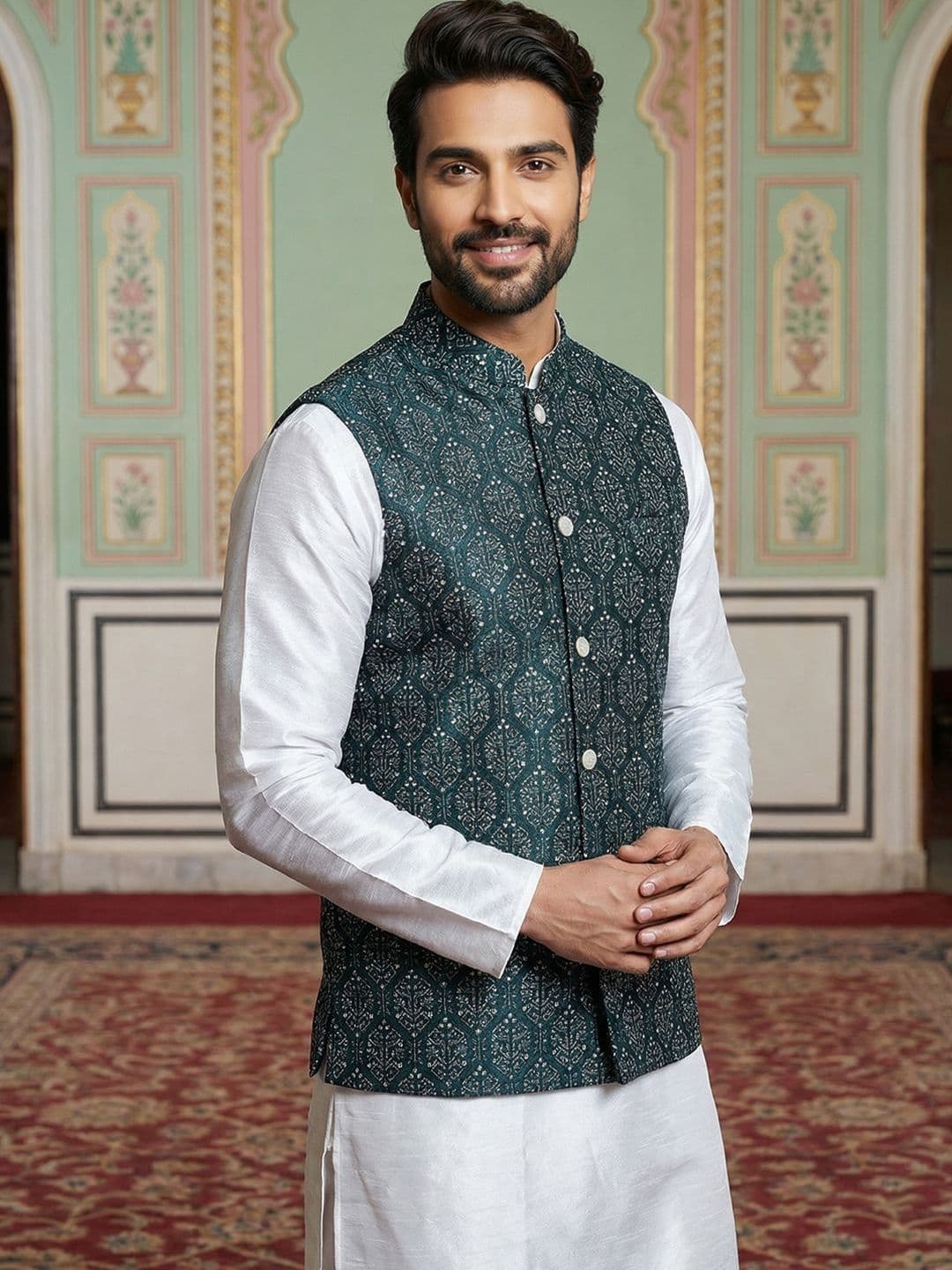 Jompers Printed Nehru Jackets - view 1