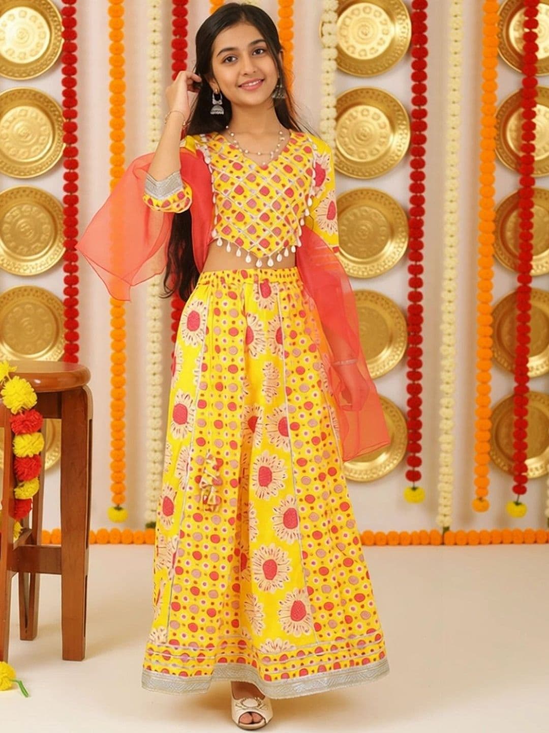 Sangria Printed Cotton Flared Lehenga Choli - view 1