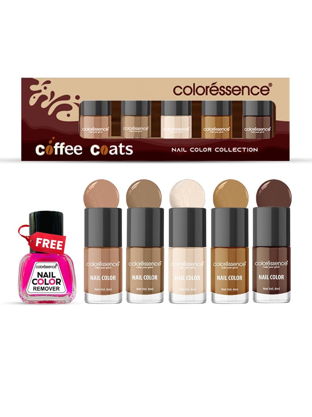 Coloressence Set Of 6 Coffee Coats Quick Nail Color Collection - 6ml Each - view 1
