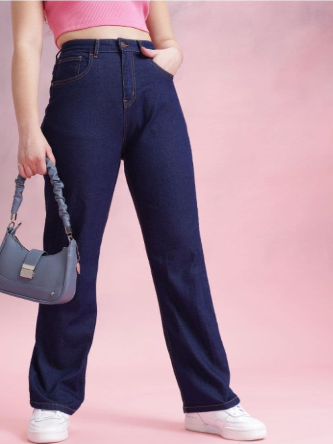 Mast & Harbour Women Classic Straight Fit Mid-Rise Stretchable Jeans - view 1