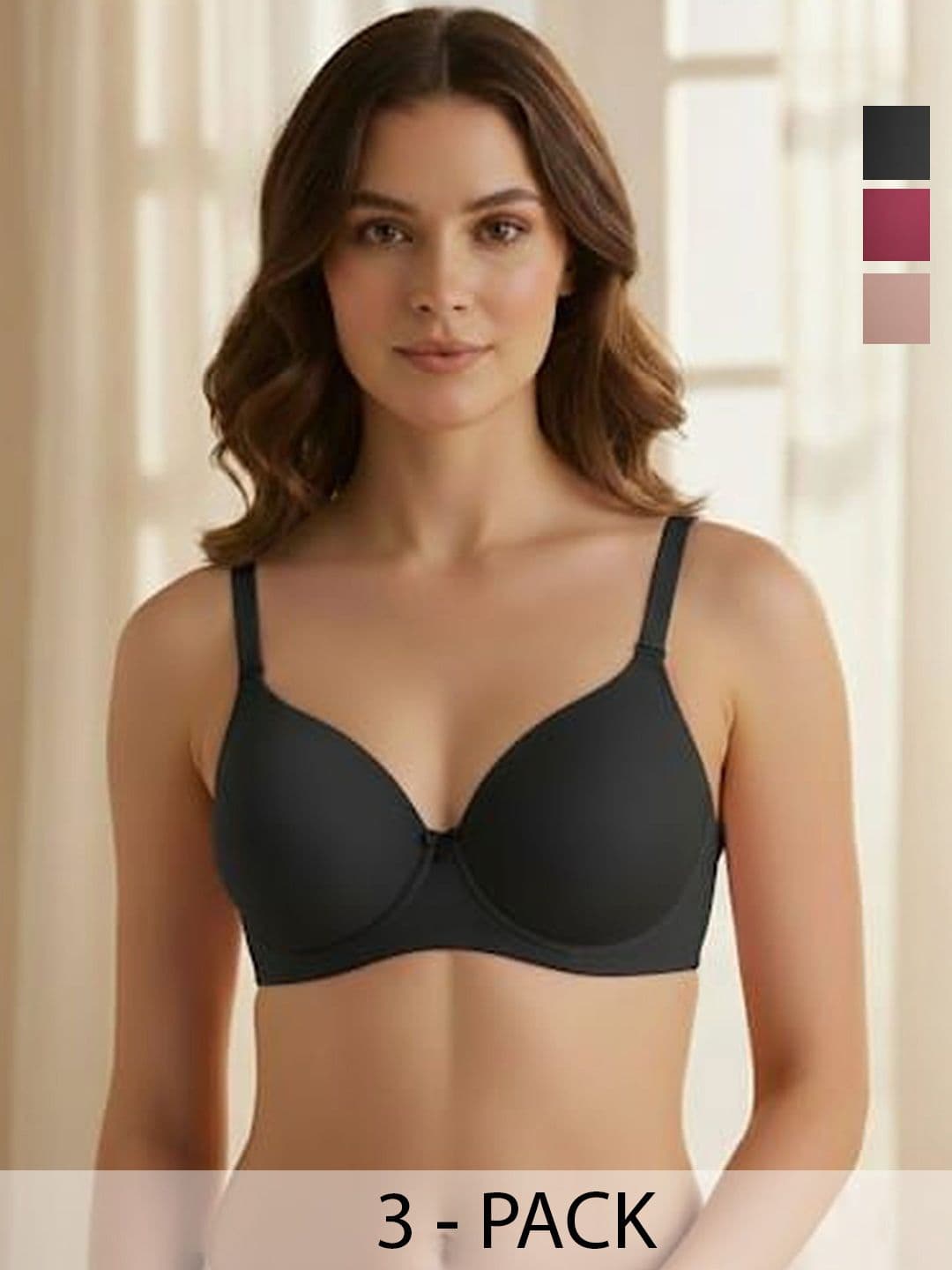 FUNAHME Pack Of 3 Full Coverage Lightly Padded Bras - view 1