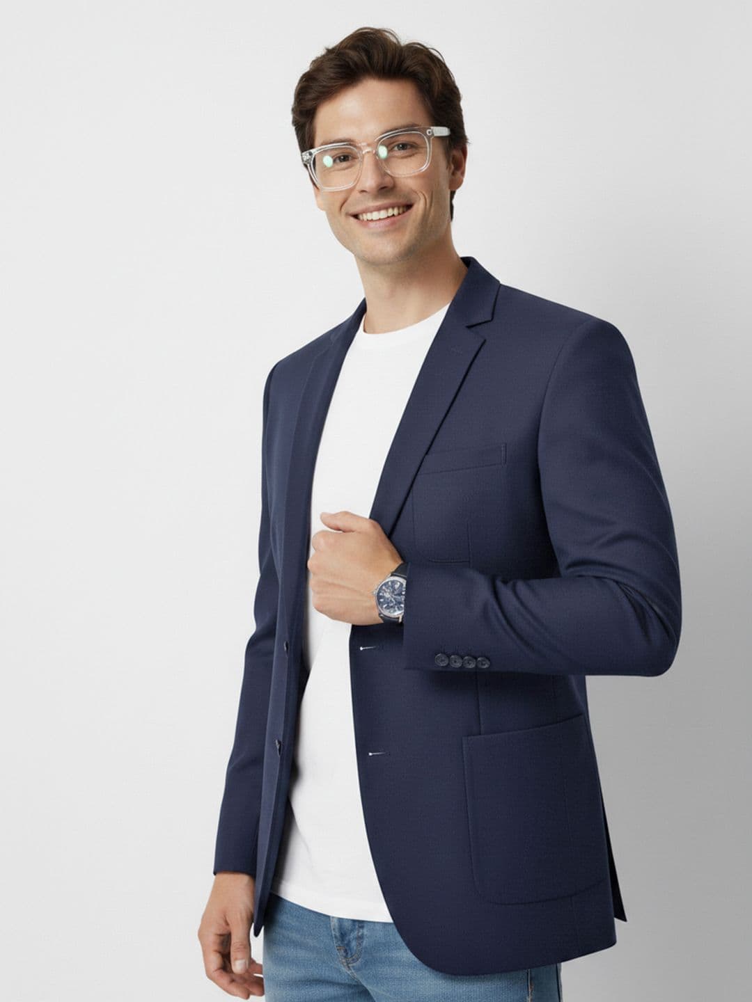 Mast & Harbour Notched Lapel Collar Single-Breasted Blazer with Chest Pocket