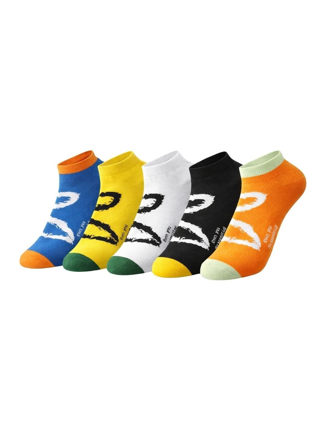 iSWEVEN Unisex Pack of 5 Cotton Blend Patterned Ankle Length Socks - view 1