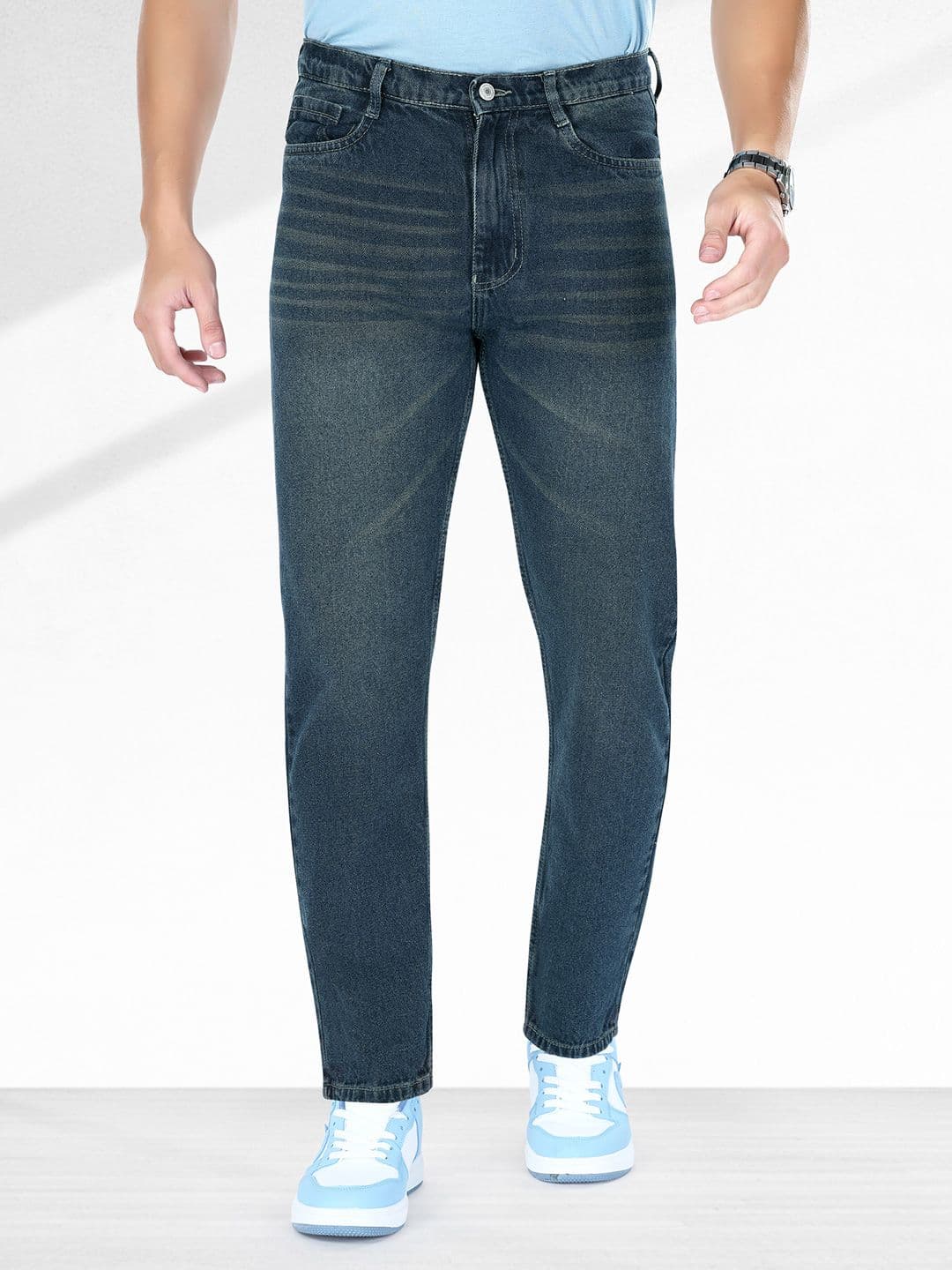 me Queen Men Straight Fit Mid-Rise Light Fade Jeans - view 1