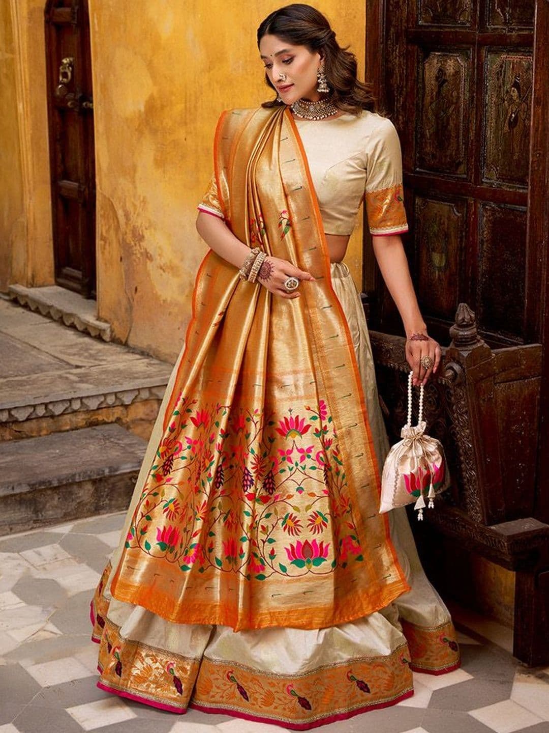 LOOKNBOOK ART Embroidered Ready to Wear Lehenga & Blouse With Dupatta - view 1