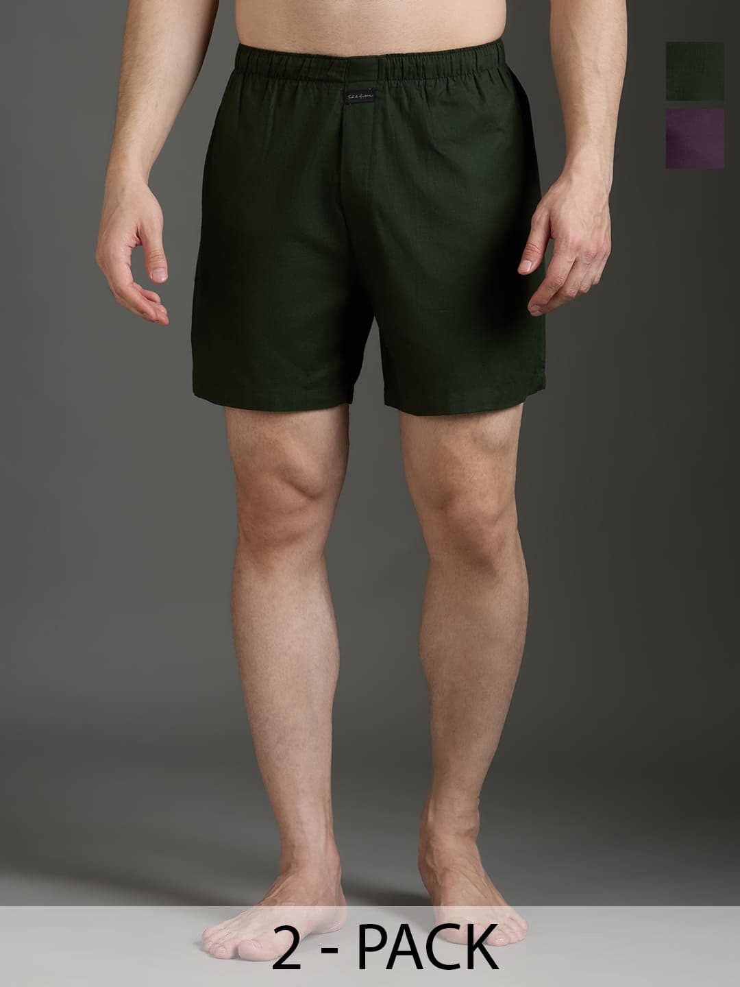 Mast & Harbour Pack Of 2 Men Pure Cotton Mid-Rise Boxer