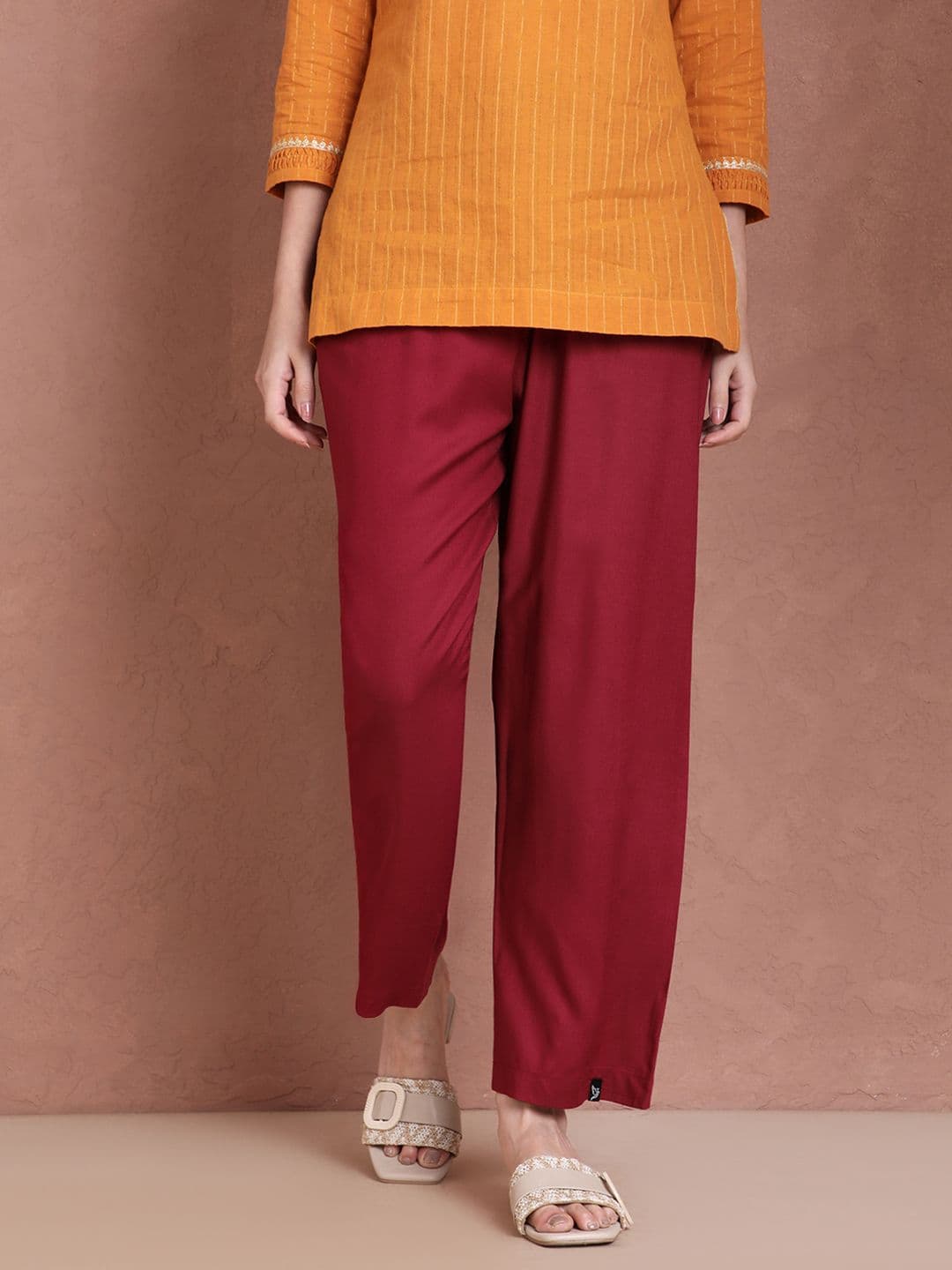 TWIN BIRDS Solid Relaxed Fit Palazzos - view 1