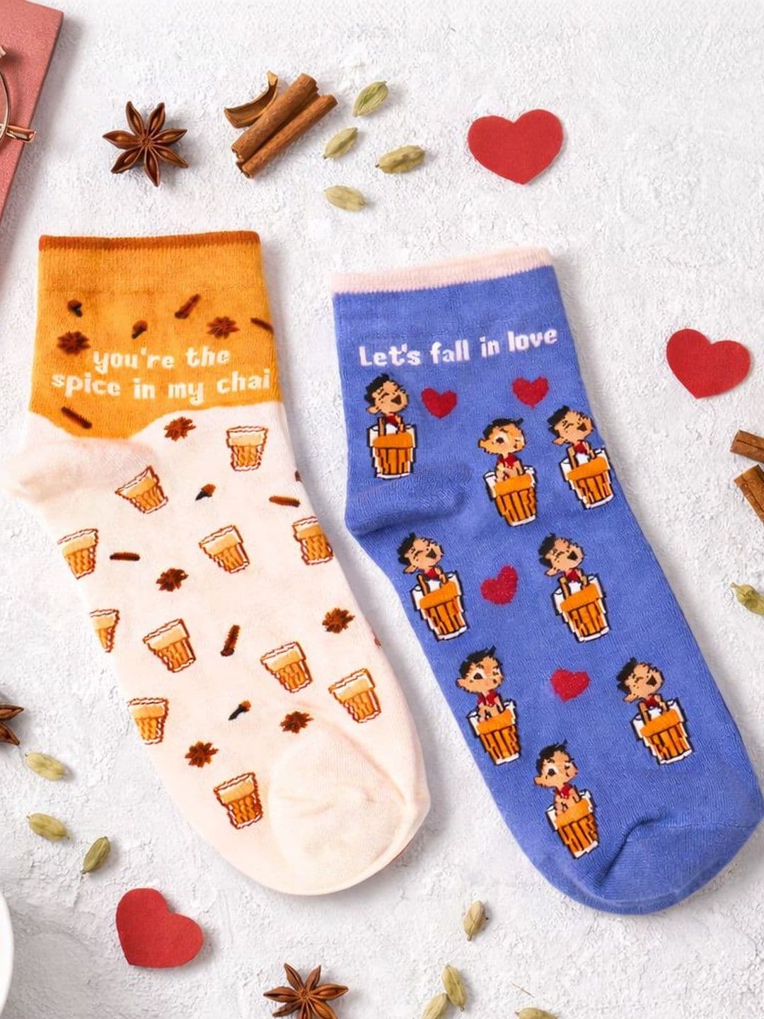 Thela Gaadi Unisex Pack of 2 Cotton Blend Patterned Above Ankle Socks