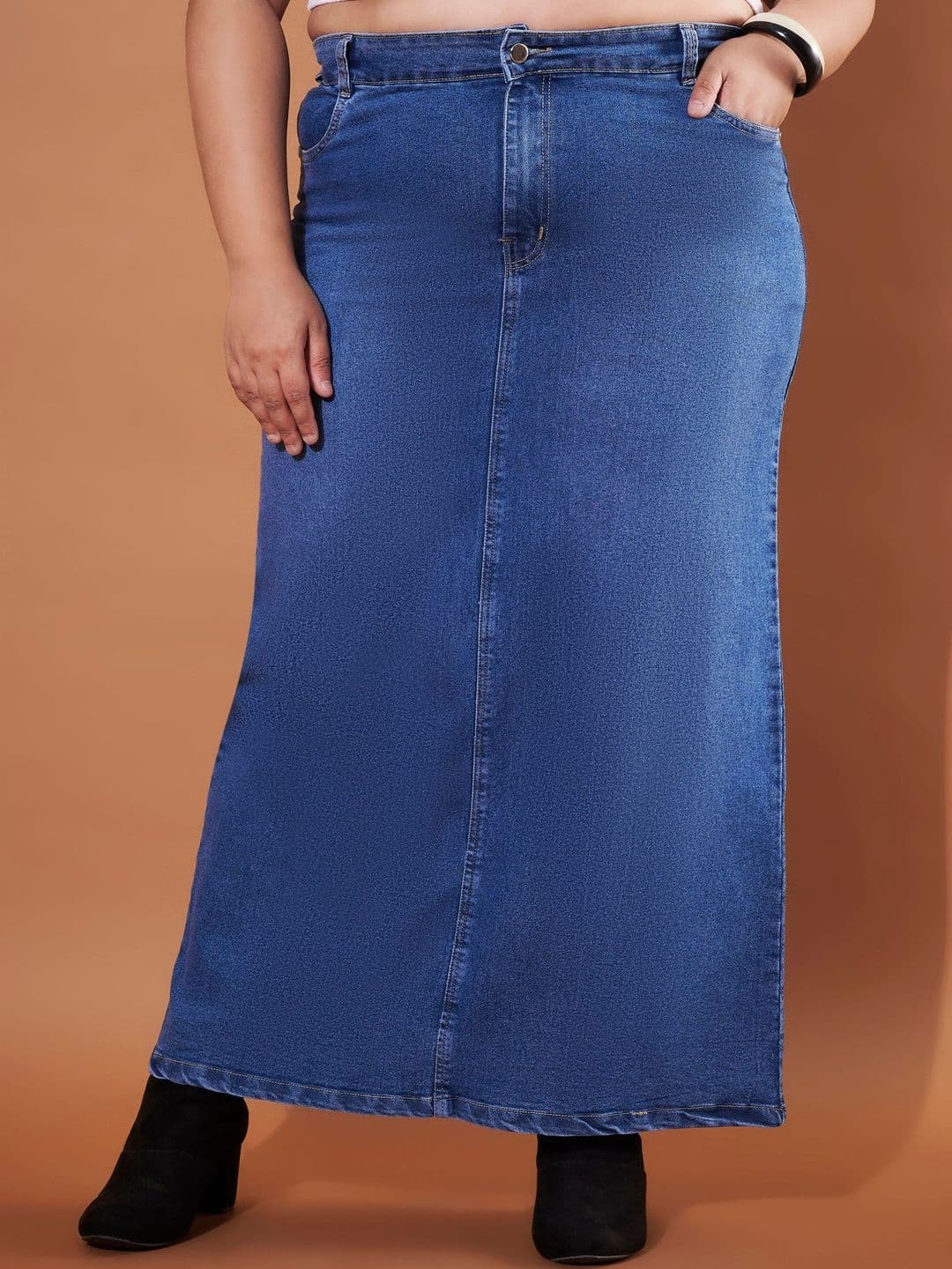 Purple Feather Women Washed Back Slit Maxi A-Line Skirt - view 1
