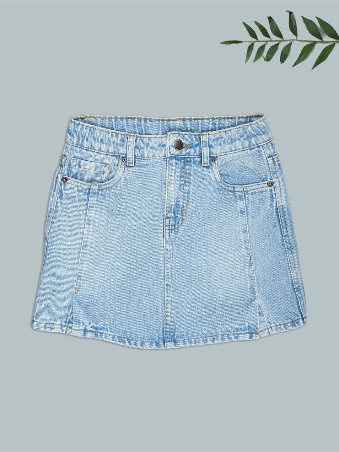 Pantaloons Junior Girls Cotton Washed Mini A-Line Skirt - view 1
