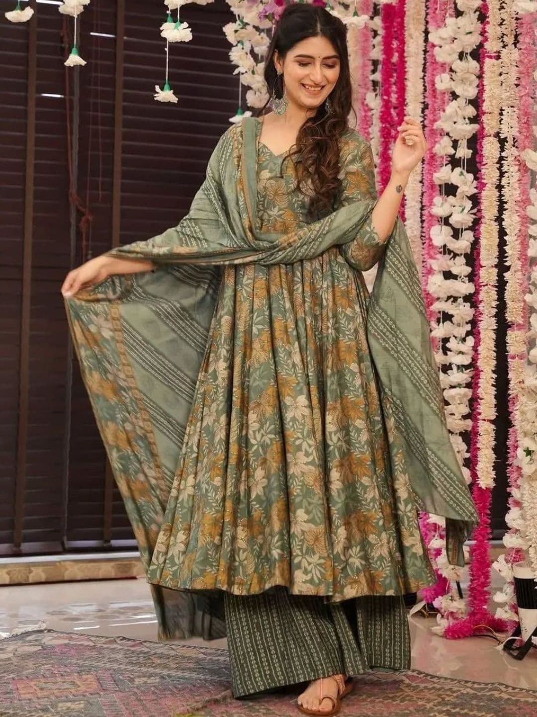 KALINI Women Printed Regular Kurta with Palazzos & With Dupatta - view 1