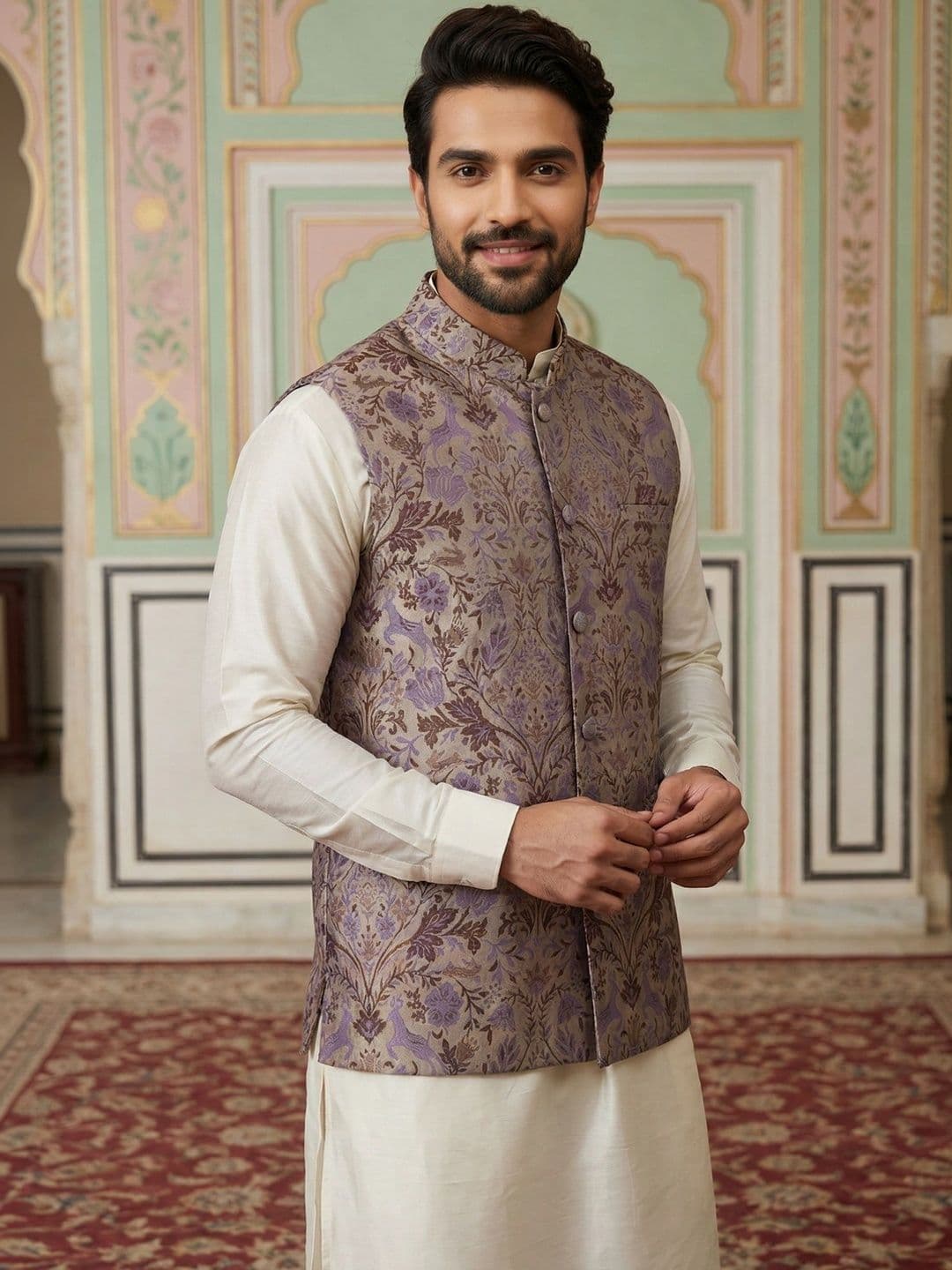 Jompers Woven Design Nehru Jackets - view 1