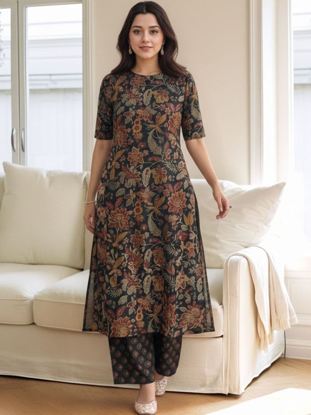 SZN Women Floral Printed Regular Kurta with Palazzos - view 1
