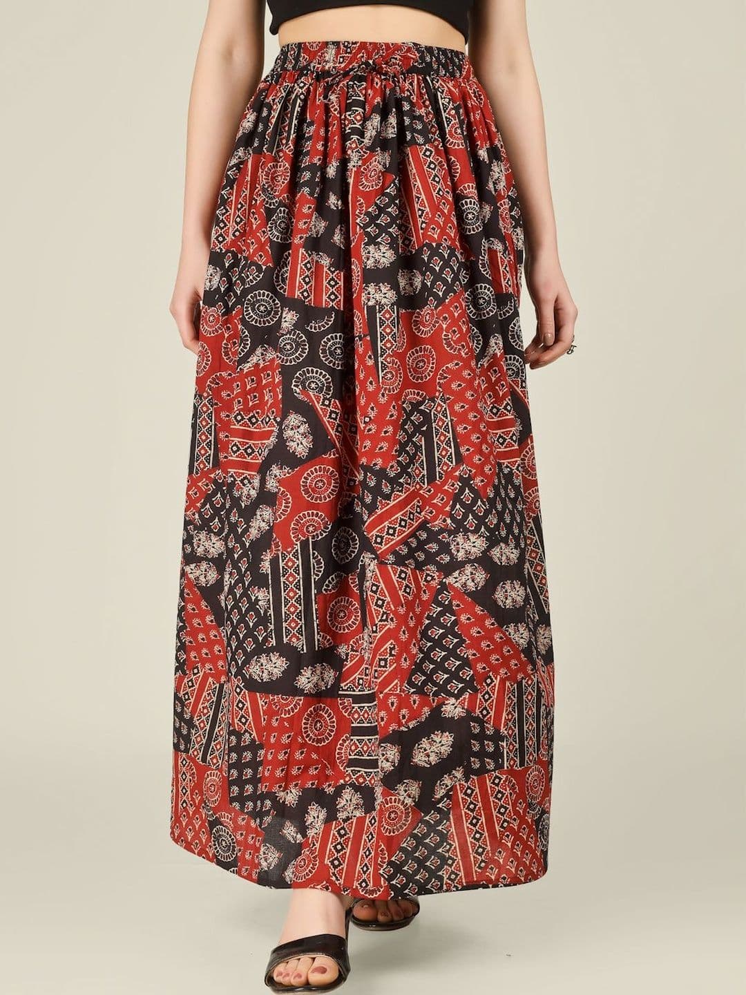 SPARSA Women Pure Cotton Cotton Cambric Maxi Flared Skirt - view 1