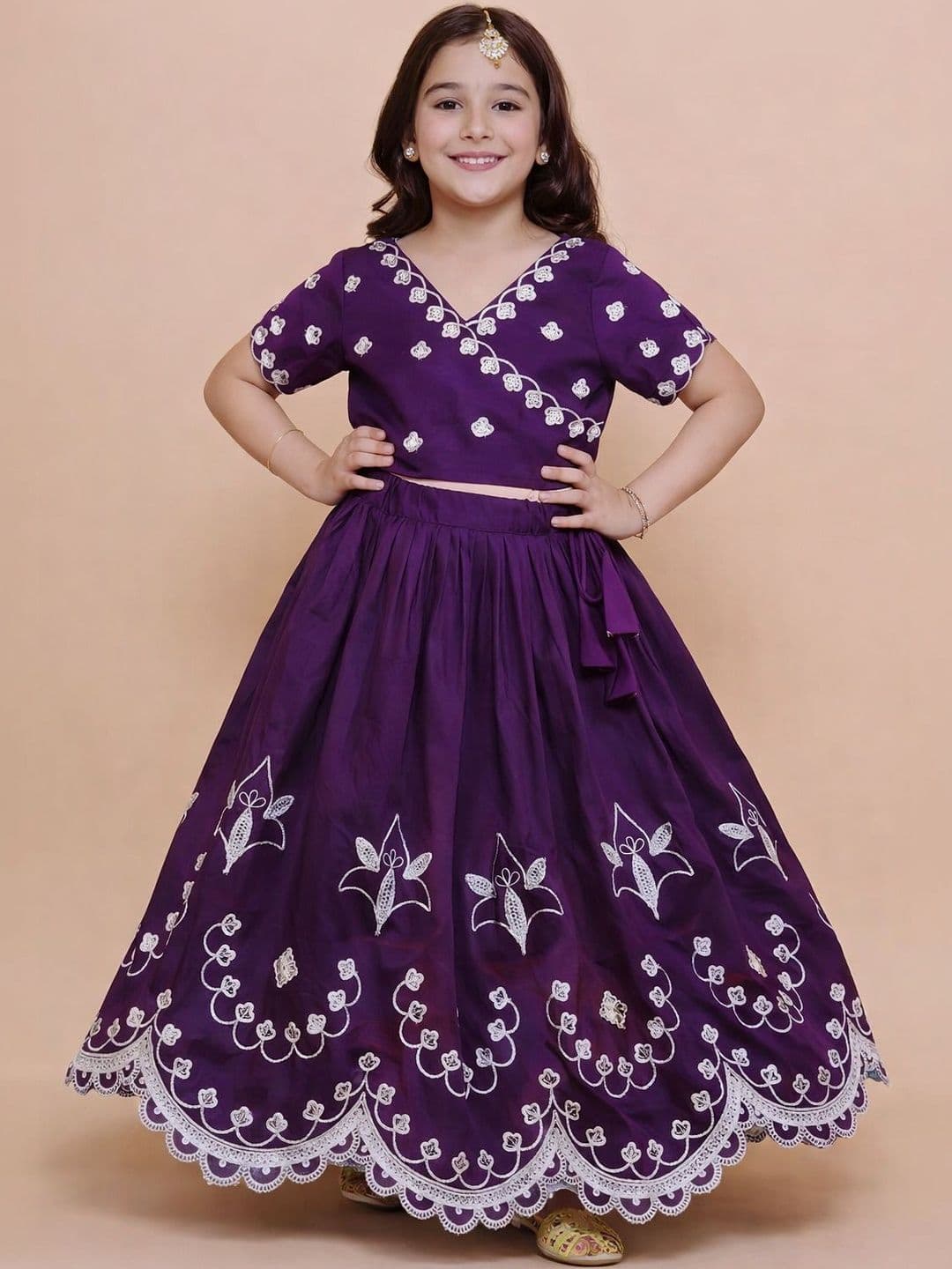 KATRODIYA ENTERPRISE Girls Embroidered Thread Work Ready to Wear Lehenga & - view 1
