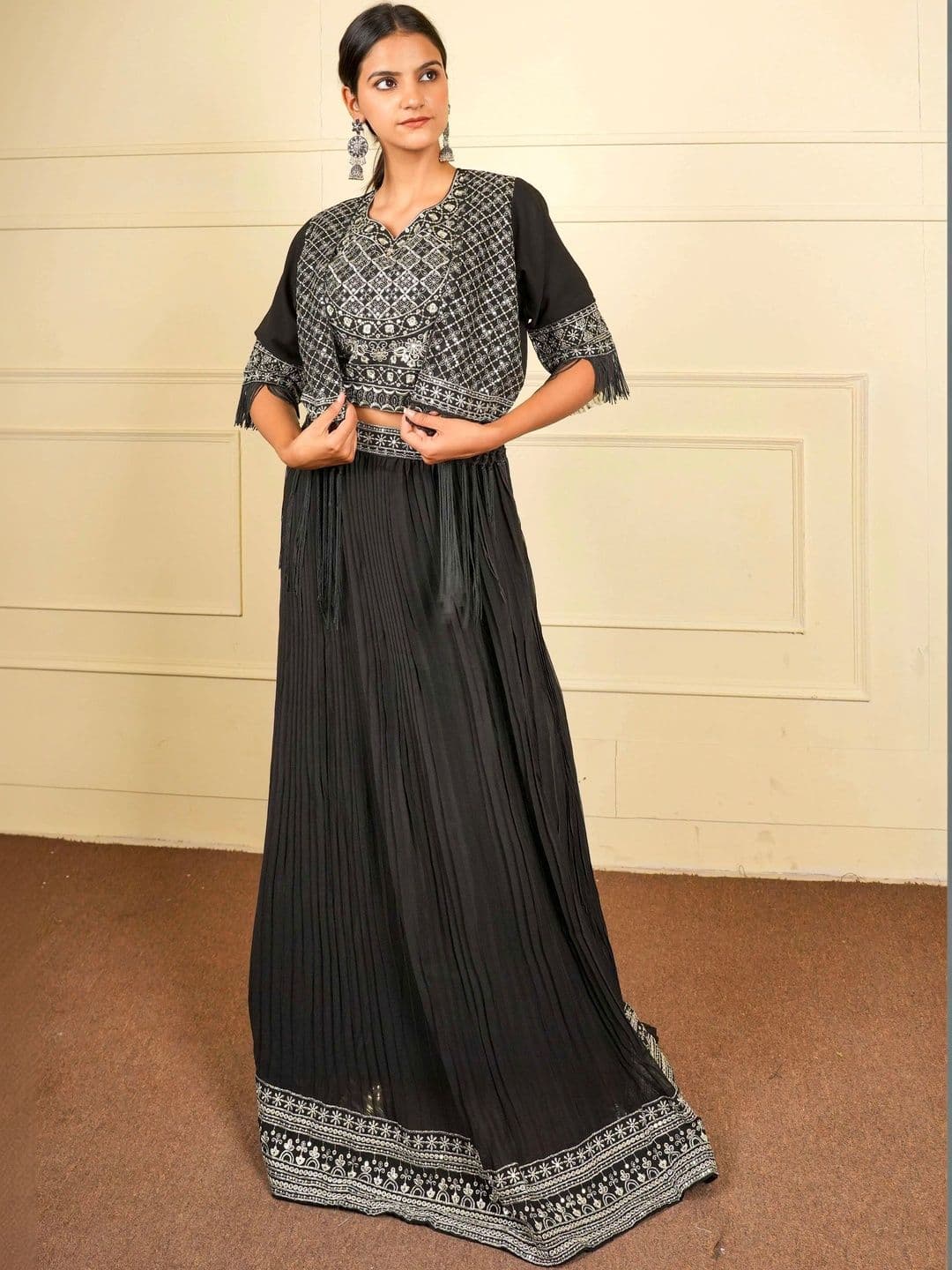 FashionTownie Embellished Sequinned Ready to Wear Lehenga & Blouse With Dupatta - view 1