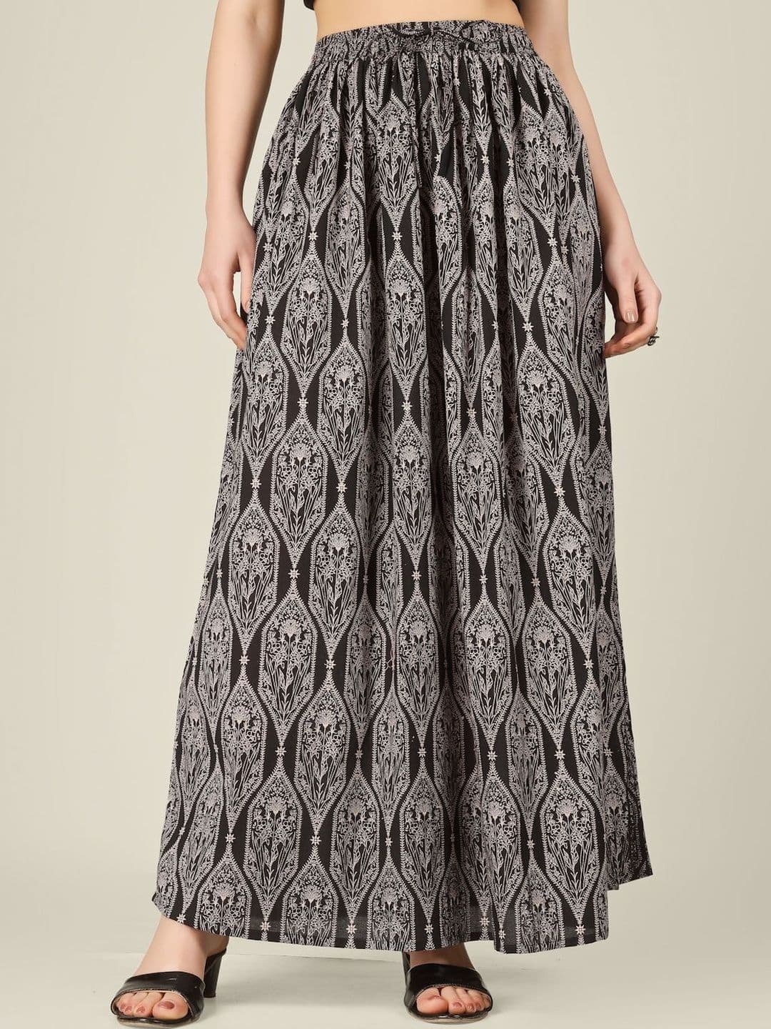 SPARSA Women Pure Cotton Cotton Cambric Maxi Flared Skirt - view 1
